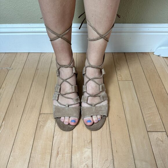 STEVE MADDEN Kittyy Suede Lace Up Gladiator Block Heel Sandal - 8 - Picture 7 of 11